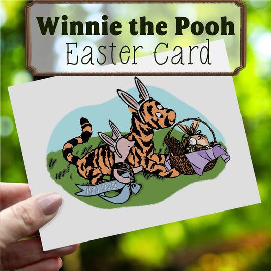 Classic Winnie the Pooh Easter Card, Happy Easter Card, Tigger Card, Piglet Card, FREE SHIPPING, 4.25” x 5.5”