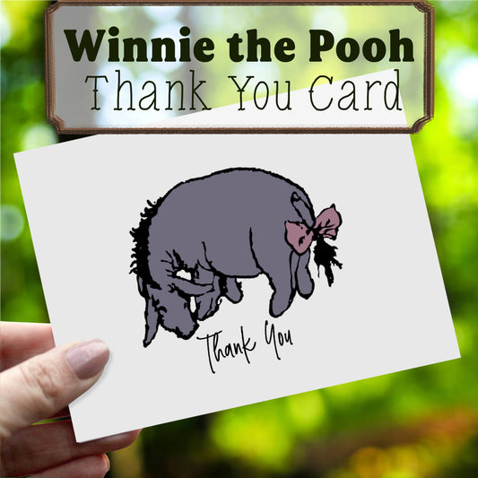 Classic Winnie the Pooh Thank You Card, Winnie the Pooh Birthday, Classic Pooh Baby Shower Thank You, Eeyore Thank You Card, 4.25” x 5.5”