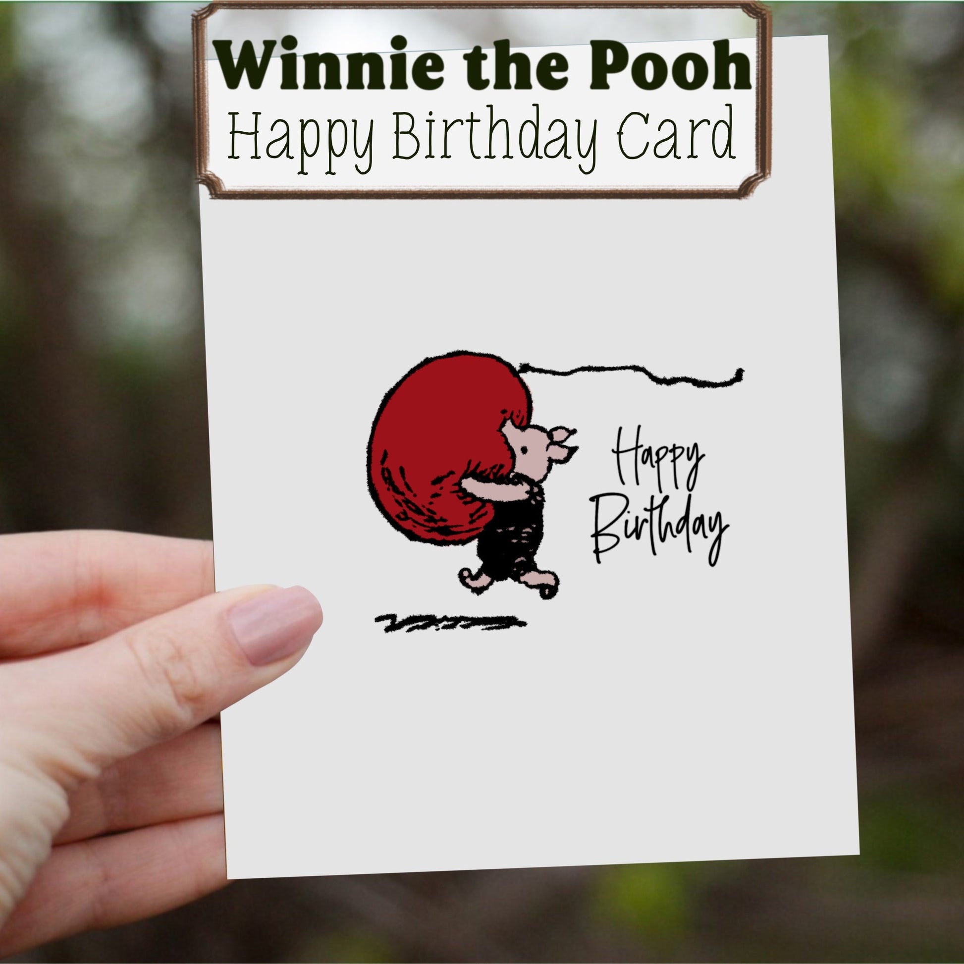 Classic Winnie the Pooh Birthday Card, Winnie the Pooh Birthday Gift, Piglet Birthday Card, FREE SHIPPING, 4.25” x 5.5”