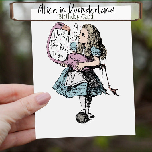 Classic Alice in Wonderland Birthday Card, Very Merry Unbirthday, Alice in Wonderland Card, Birthday Card, FREE SHIPPING, 4.25” x 5.5”