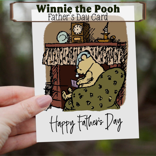 Classic Winnie the Pooh Father’s Day Card, Vintage Father’s Day Card, Father’s Day Gift, FREE SHIPPING, 4.25” x 5.5”