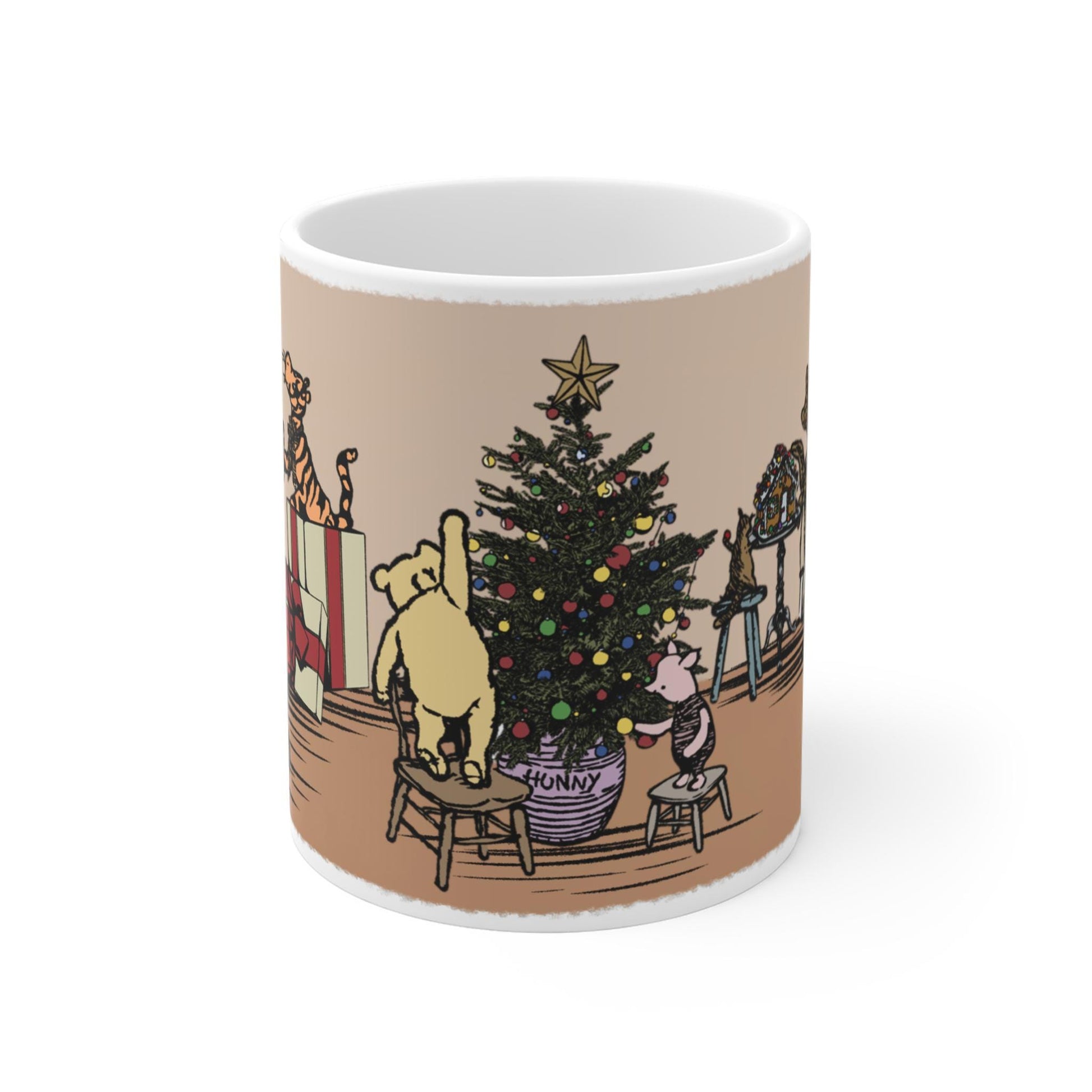 Christmas Winnie the Pooh Mug, Holiday Coffee Cup, Vintage Pooh Bear Tea Mug, 11oz Festive Hot Cocoa Mug