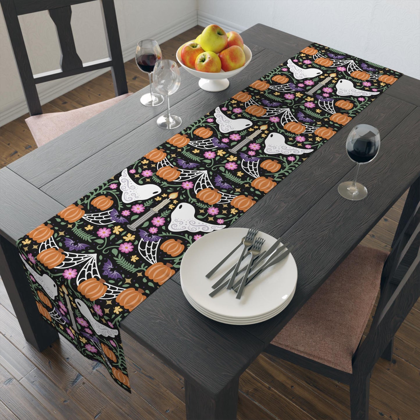 Scandinavian Folk Ghost Halloween Table Runner, Elegant Halloween Decor, Halloween Party, Halloween Dinner Decor