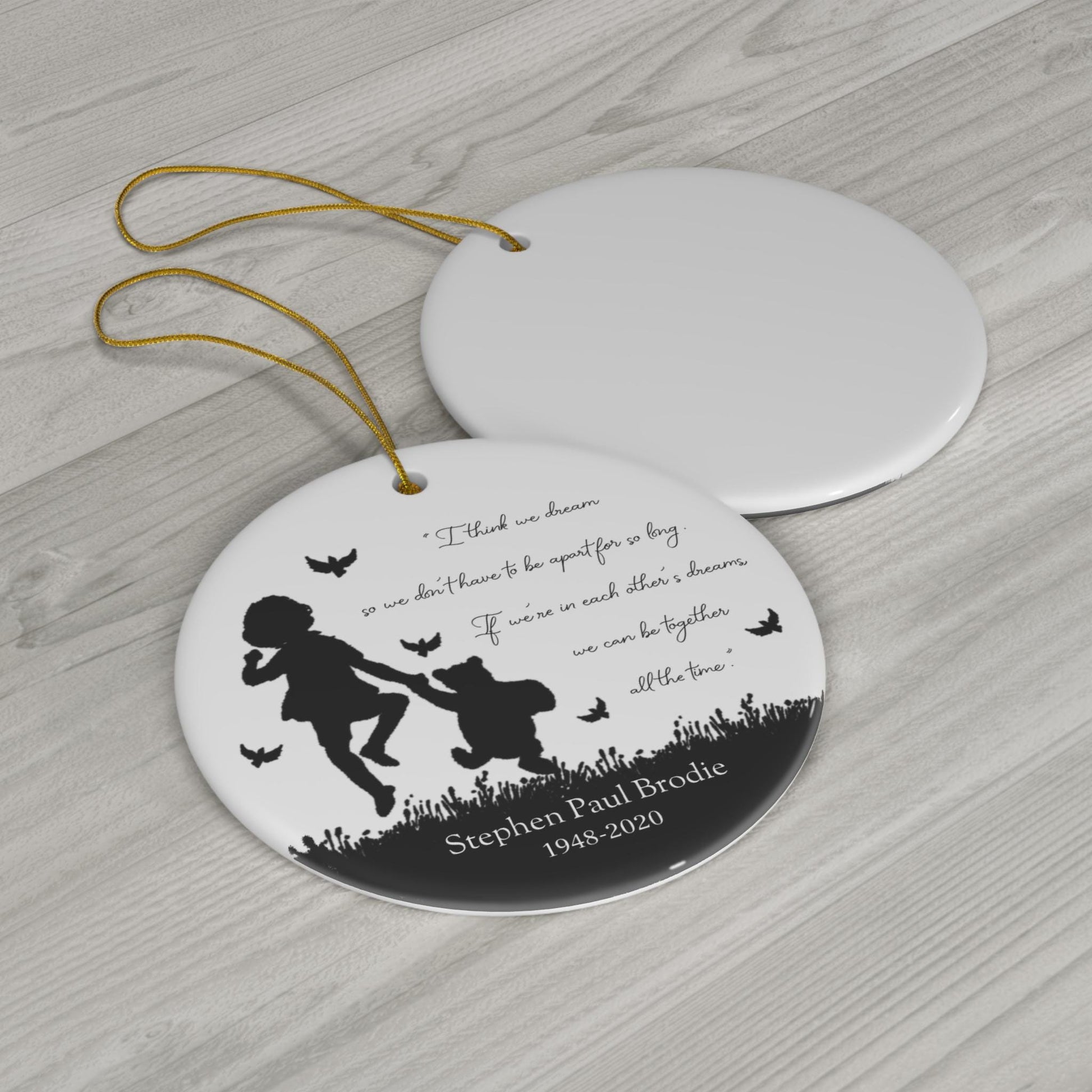 Ceramic Vintage Winnie the Pooh Memorial Ornament, Personalized Remembrance Gift, Loss Ornament, Christmas Tree Decoration, Custom Ornament