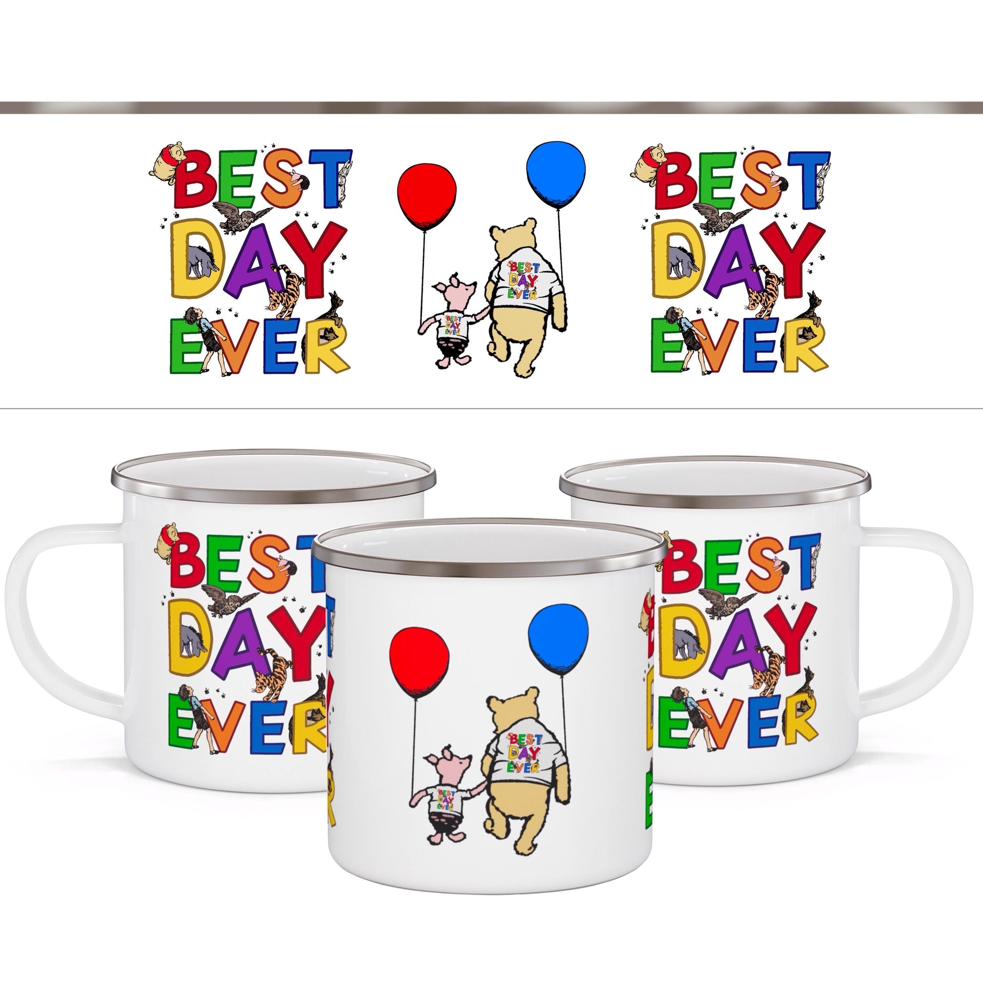 Classic Winnie the Pooh Best Day Ever Colorful Kids Cup, Magical Vacation Mug, Outdoor Adventure Gift, Vacation Souvenir