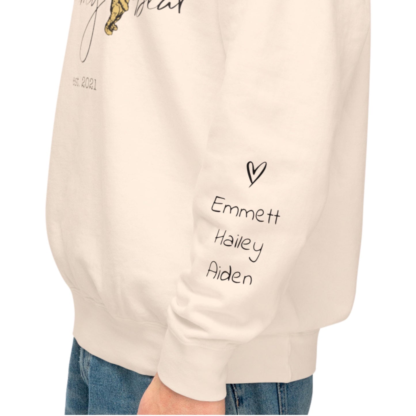 Personalized Grammy Bear Sweatshirt with kid names on sleeve, Winnie the Pooh Sweatshirt, Custom Grandma Crewneck Gift