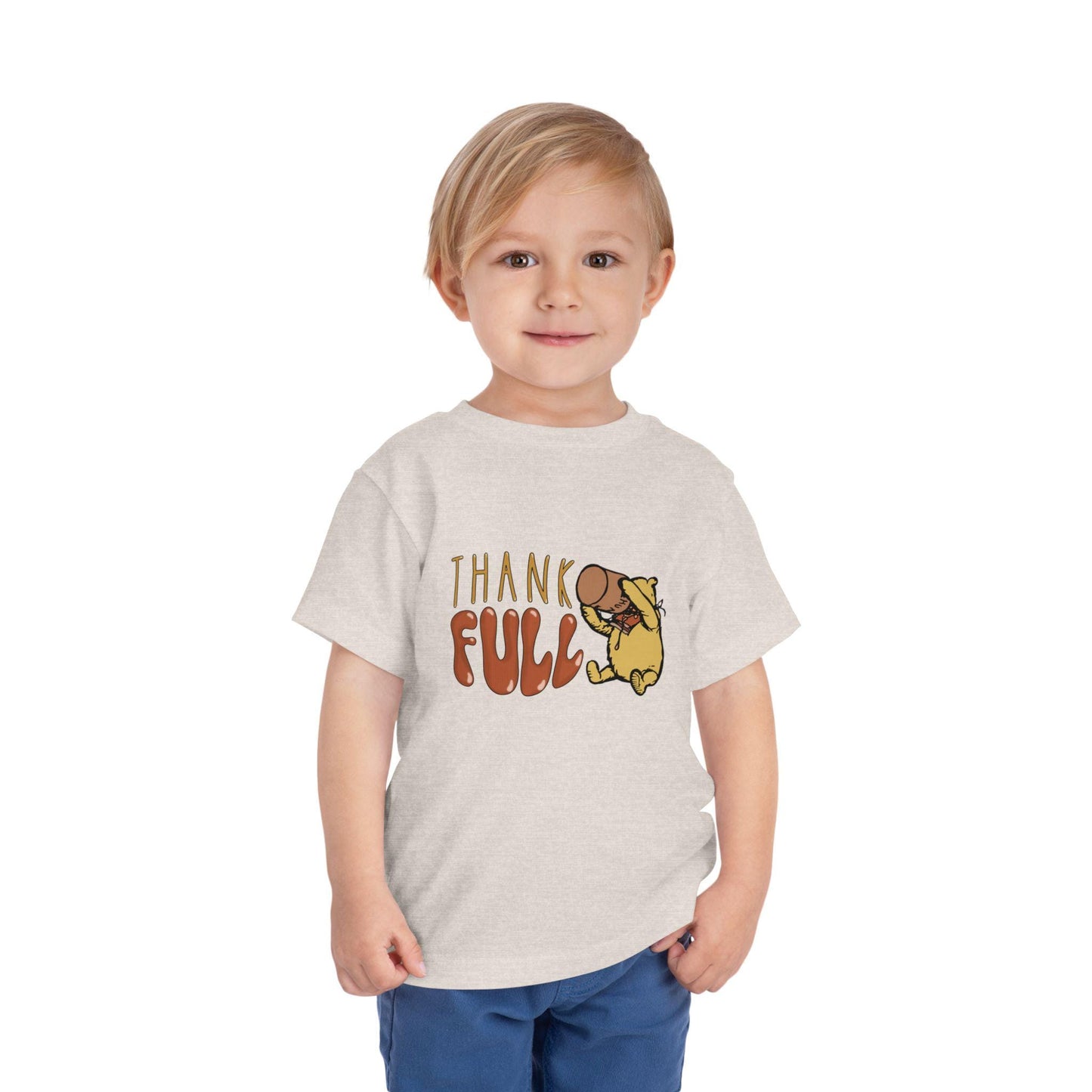 Thank Full Thanksgiving Toddler Tee, Pooh Bear Honey Shirt, Kids Thankful Fall Top, Gratitude Baby Tee, Autumn Harvest Toddler T-Shirt